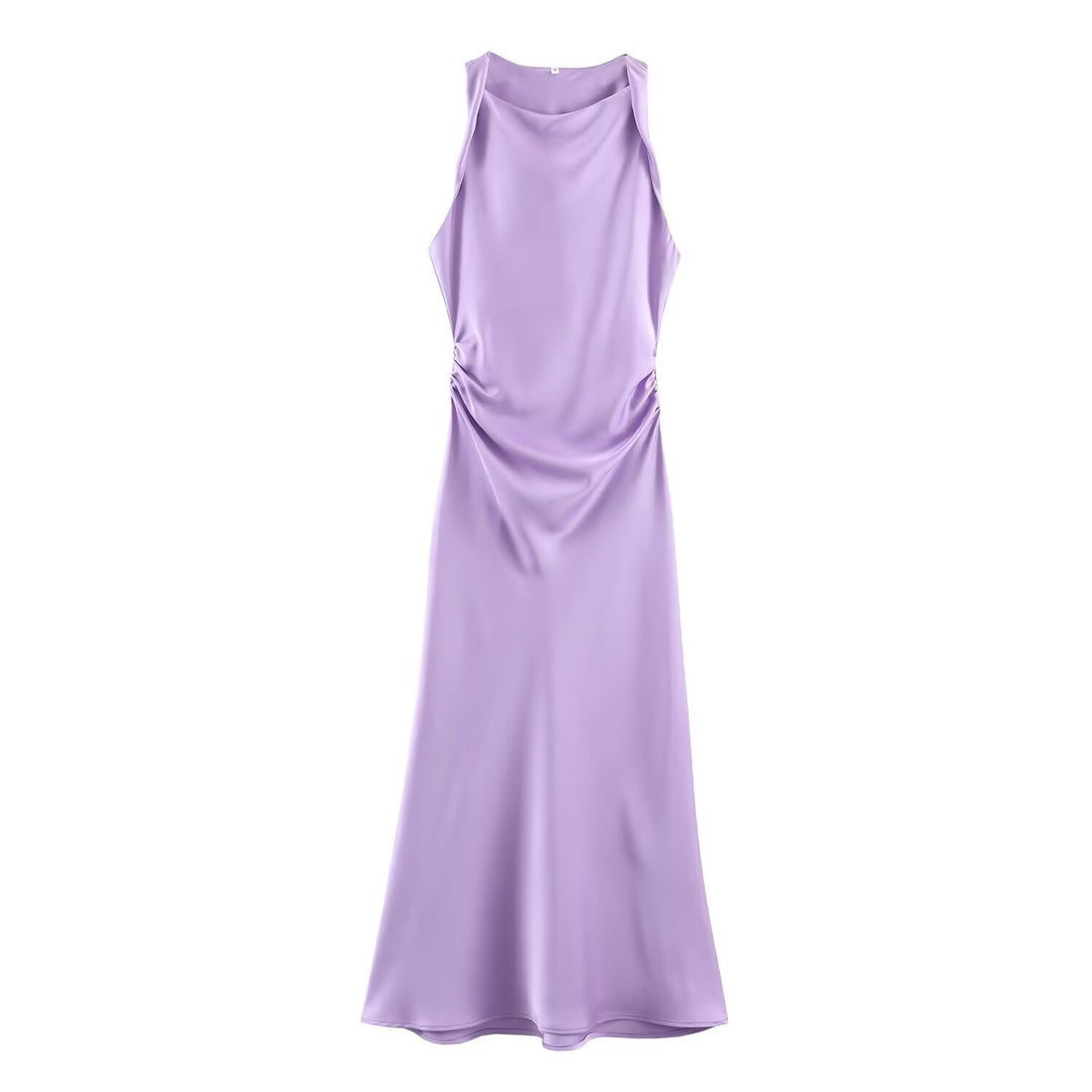Damen elegantes Sommerkleid mit fließendem Schnitt und charmanten Rüschendetails EB