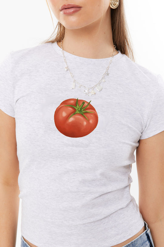 Damen lässiges Crop-Top mit frischem Zitronenaufdruck EB