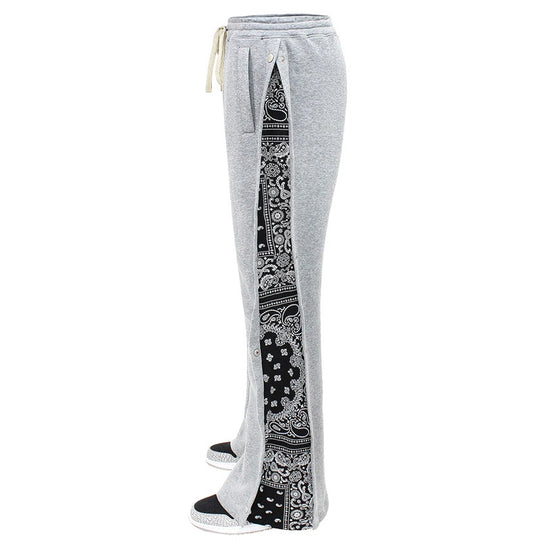 Herren Weite Sweatpants mit seitlicher Druckknopf‑Öffnung & Bandana‑Einsatz EB