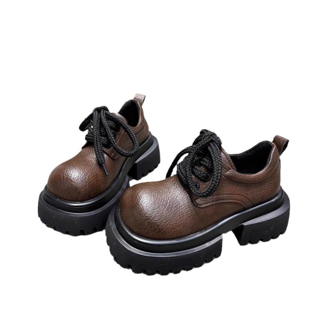 Damen modische Schnürboots mit robustem Plateau und rutschfester Sohle EB