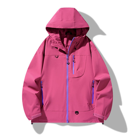 Herren wasserdichte Softshell-Kapuzenjacke mit verschweißten Nähten, verdeckter Brusttasche und verstellbarem Saum EB