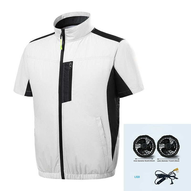 Herren nan kurzärmlige Kühljacke mit integrierbaren USB Lüftern und atmungsaktivem Meshfutter EB