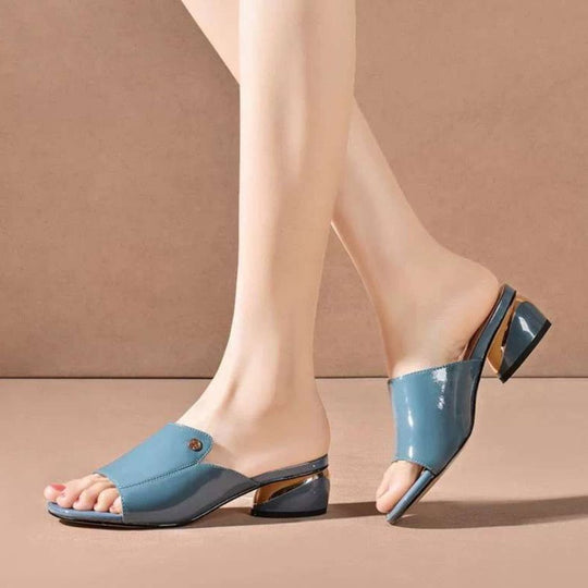 Damen Elegante Mules mit glänzendem Absatz EB