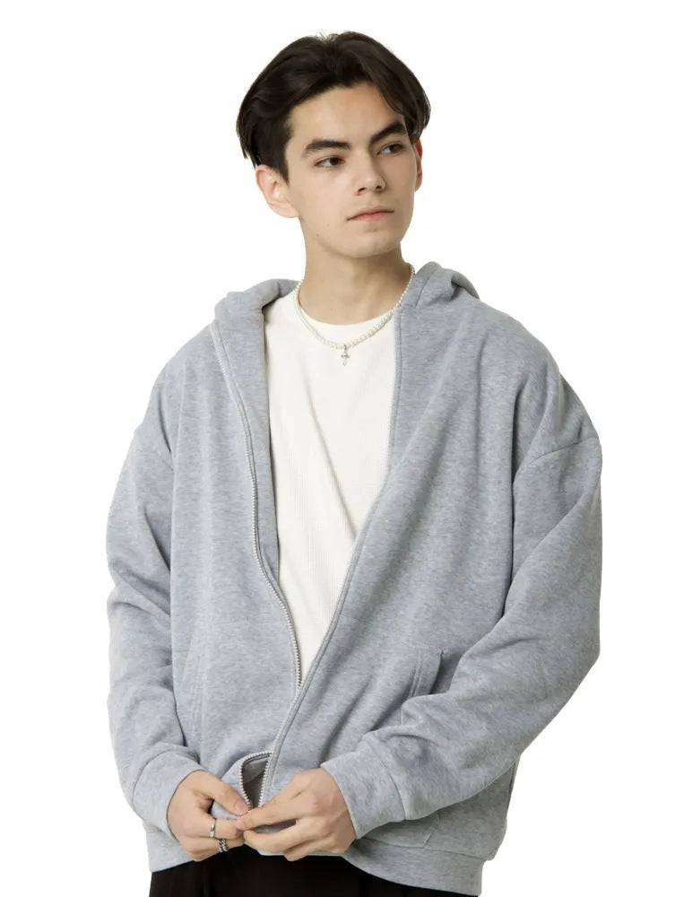 Herren nan minimalistischer Zip-Hoodie mit cleanem Oversize-Schnitt und weichem French-Terry-Futter EB