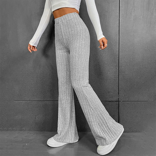 Damen lässige Flared-Hosen aus hochwertigen Strickmaterialien EB