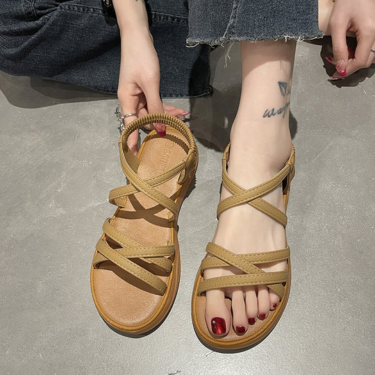 Damen bequeme Riemensandalen mit elastischem Fersenriemen EB