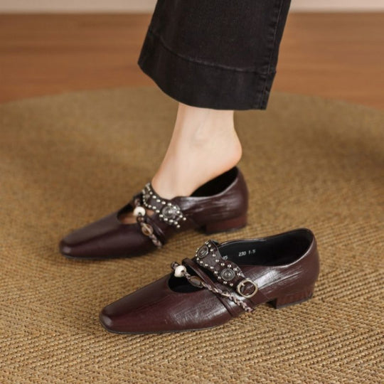 Damen elegante Slipper mit dekorativem Riemchendesign EB