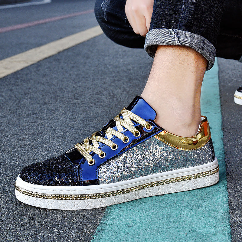 Damen Modische Sneakers mit funkelnder Oberflächenstruktur und stilvollen Akzenten EB