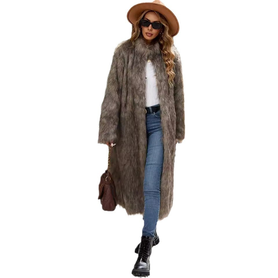 Damen Eleganter langhaariger Pelzmantel EB