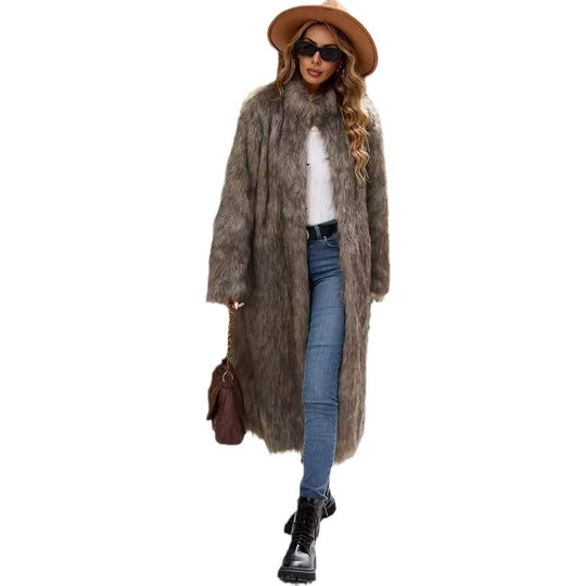 Damen Eleganter langhaariger Pelzmantel EB
