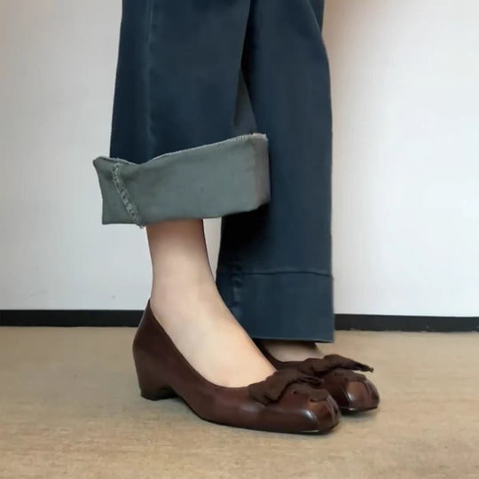Damen Ballerinas mit dekorativer Schleifenapplikation und elegantem Absatz EB