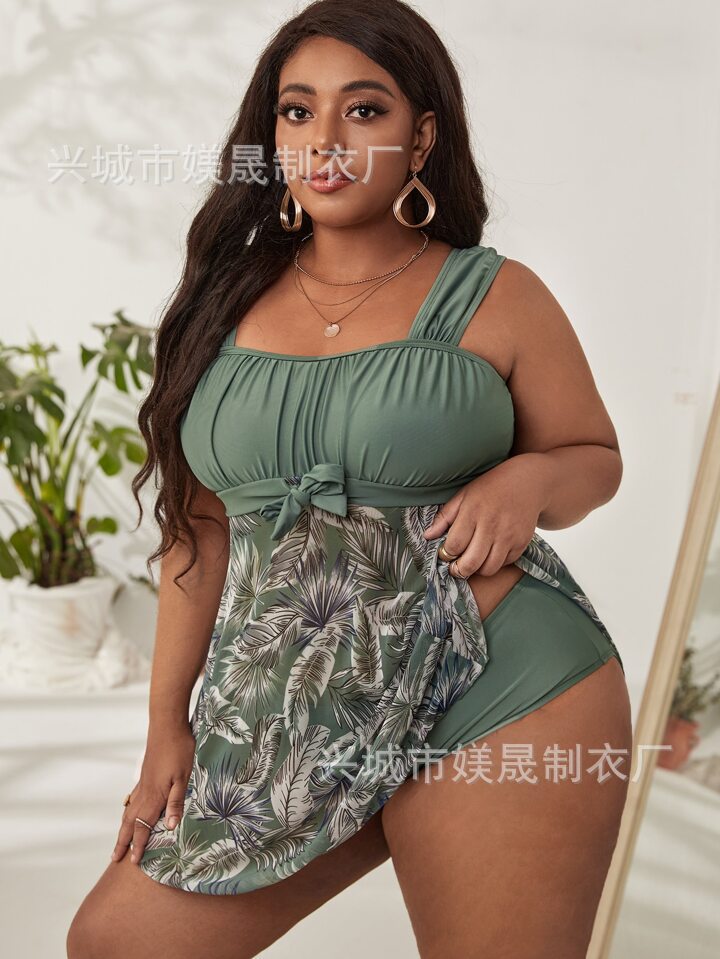 Damen Schlafkleid mit floralem Design und Taillenknoten EB