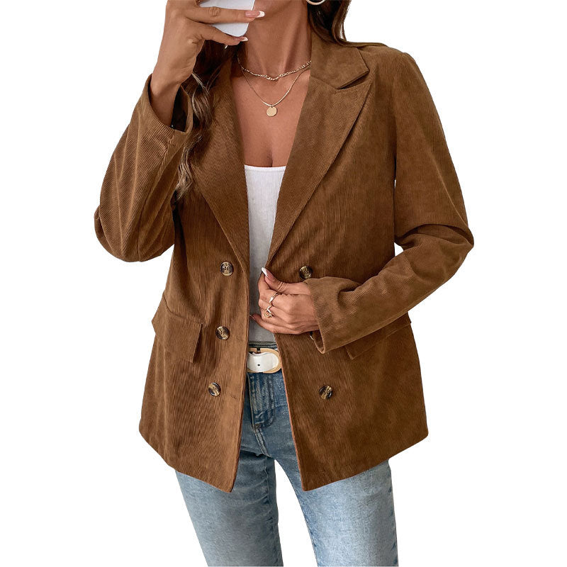 Damen Blazerjacke im angesagten Kord-Stil mit zwei Knöpfen EB