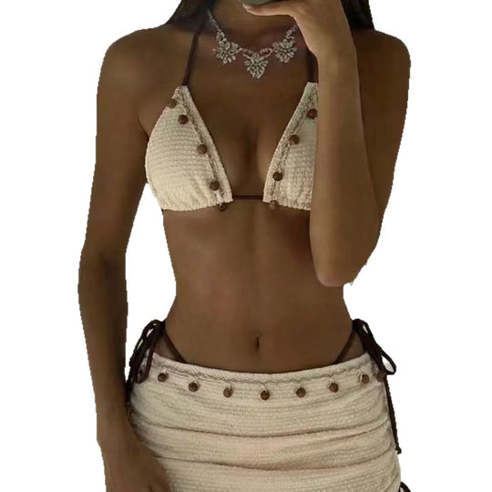 Damen Triangel-Bikini mit gerafftem Rock EB