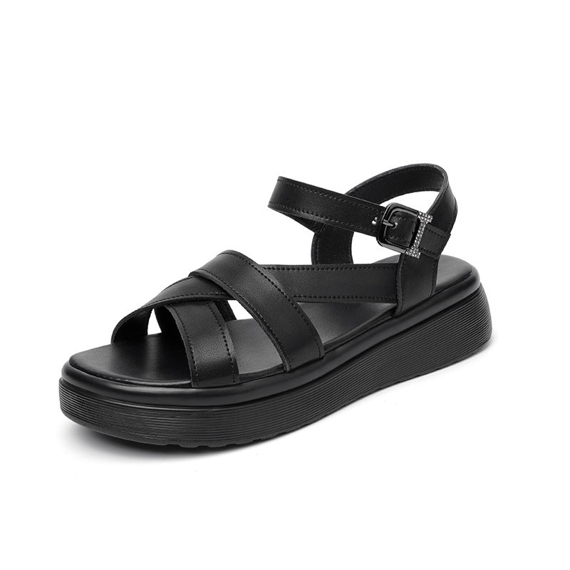 Damen Wedge-Sandaletten mit verstellbarem Fesselriemen und bequemer Sohle EB