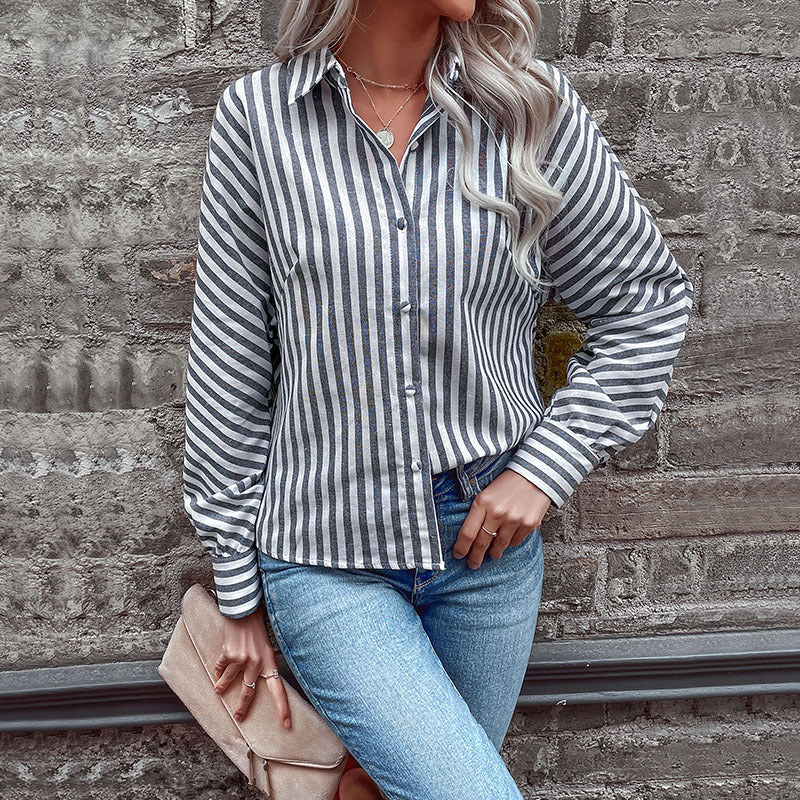 Damen Krawattenhemd mit gestreiftem Design EB