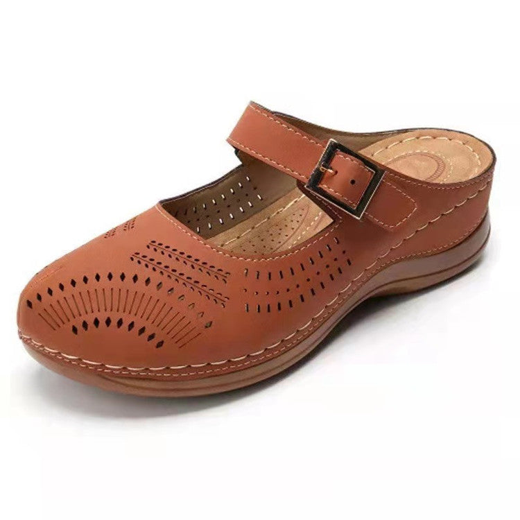 Damen Komfortable Clogs mit modischem Schnallenverschluss und atmungsaktivem Obermaterial EB