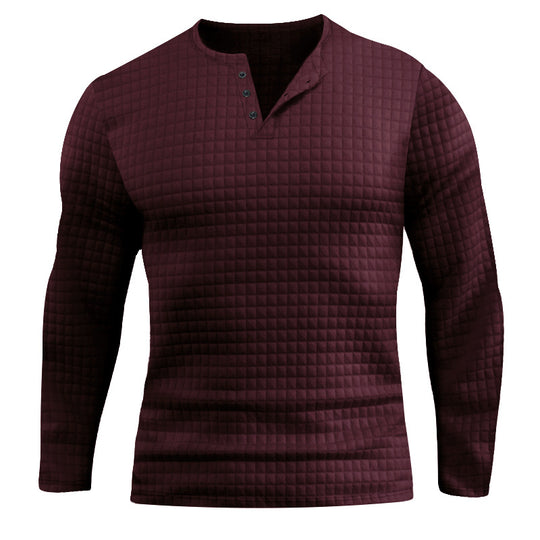 Herren Langarmshirt mit strukturiertem Design und modischem Knopfverschluss EB