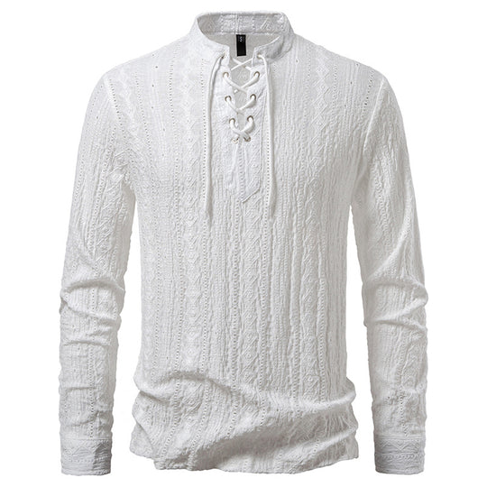 Herren Langarmshirt mit einzigartigem Strukturmuster und Kordelzug EB