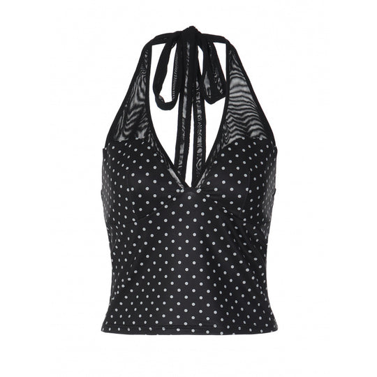Damen Polka-Dot Top mit V-Ausschnitt und spezifischem Schnitt EB