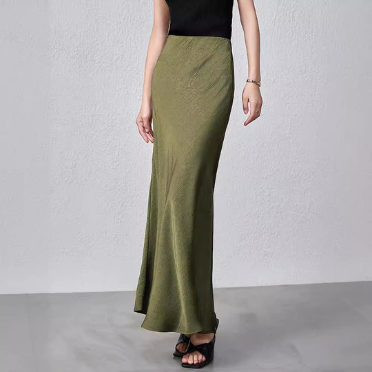 Damen Eleganter Maxirock aus satinierter Viskose EB