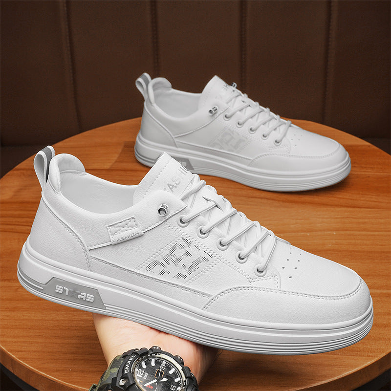 Herren minimalistische Kunstleder-Sneaker mit belüfteter Zehenperforation und gepolsterter Fersenschlaufe EB
