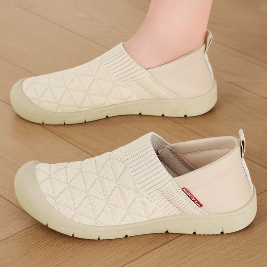 Damen nan atmungsaktiver gestrickter Slip-On Komfort-Halbschuh mit elastischem Schaft und stoßdämpfender EVA-Sohle EB