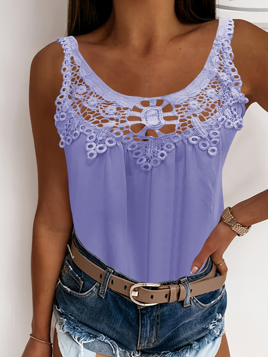 Damen Elegantes Spitzentop mit raffinierten Trägern und lockerer Passform EB