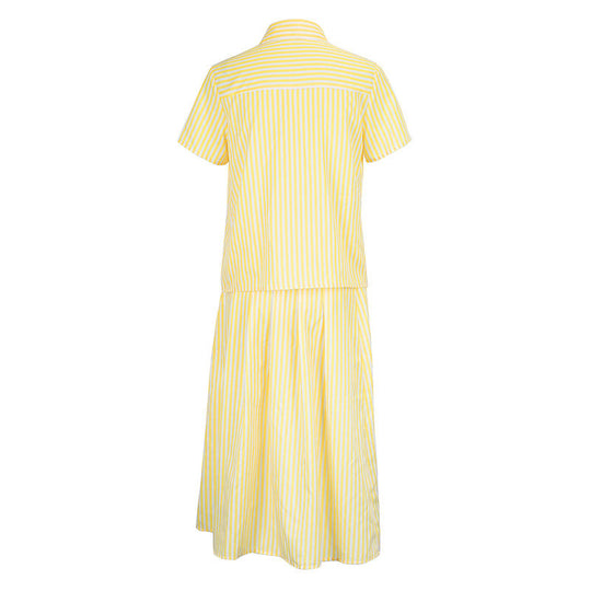 Damen Maxikleid mit trendigem Streifenmuster und eleganter Knopfleiste EB