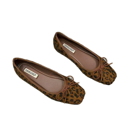Damen Komfortable Ballerinas mit trendigem Leopardenmuster EB