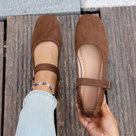 Damen Bequeme Ballerinas mit verstellbarem Riemchen EB