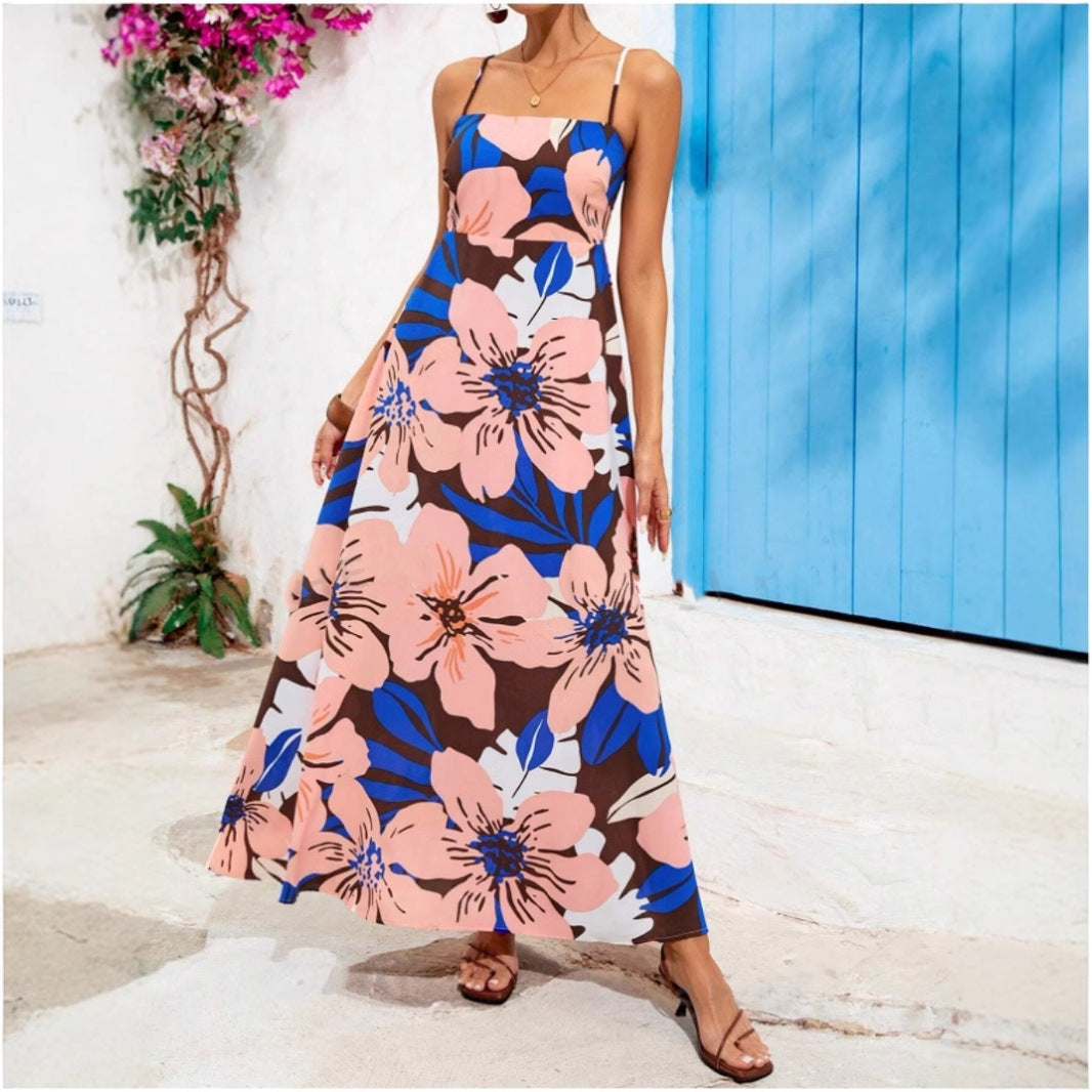 Damen Maxikleid mit floralem Musterschnitt und eleganter A-Linie EB