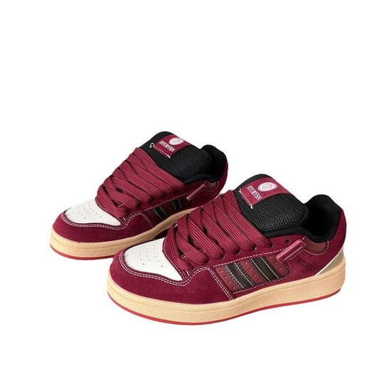 Damen modische Sneakers mit dicker, gepolsterter Sohle und elastischen Schnürsenkeln EB