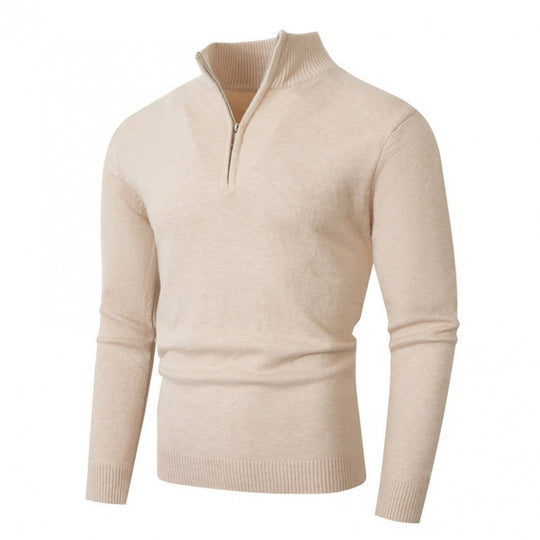 Herren modischer Strickpullover mit hohem Kragen und Reißverschluss EB