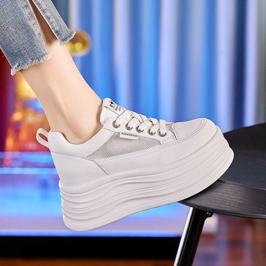 Damen Sportliche Plateausneaker mit atmungsaktiver Obermaterialkombination EB