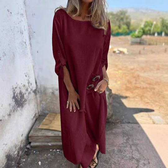 Damen Oversize Strandkleid mit Knopfdetails EB