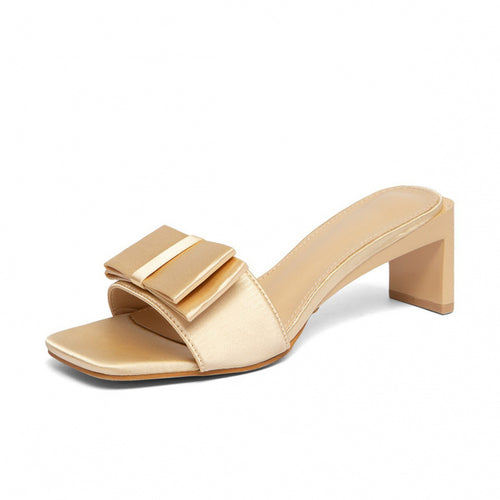 Damen elegante Sandaletten mit breitem Blockabsatz und modischem Schleifendetail EB