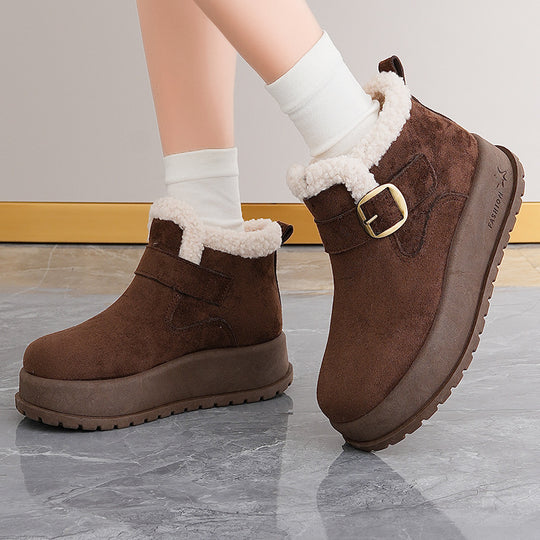 Damen Winterstiefel mit hochwertigem Fleece-Innenfutter und modischer Schnalle EB