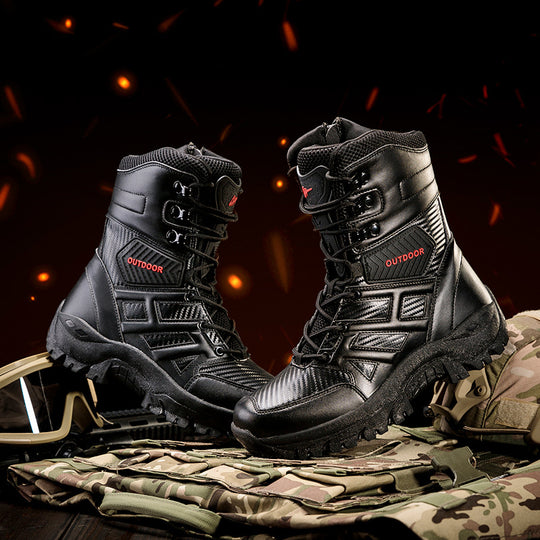 Herren Tactical Stiefel mit seitlichem Reißverschluss und hochgezogenem Knöchelschutz EB
