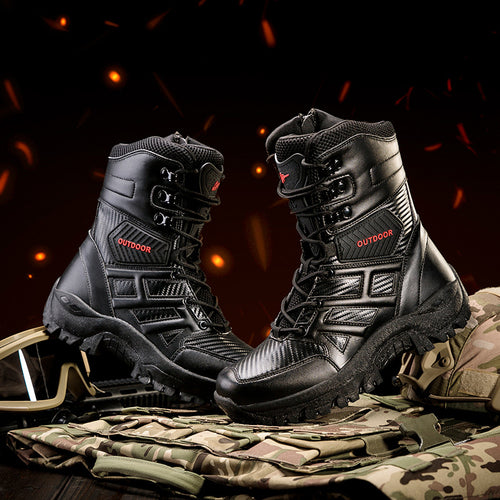 Herren Tactical Stiefel mit seitlichem Reißverschluss und hochgezogenem Knöchelschutz EB