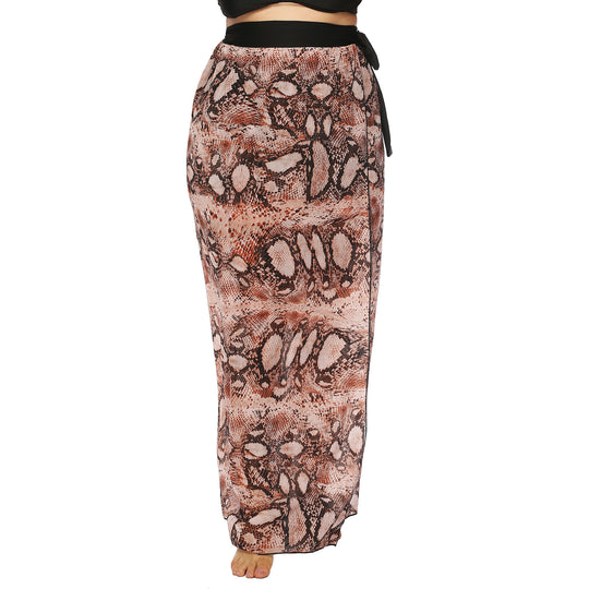 Damen Beach-Kimono aus transparentem Stoff mit trendigem Schlangenprint EB