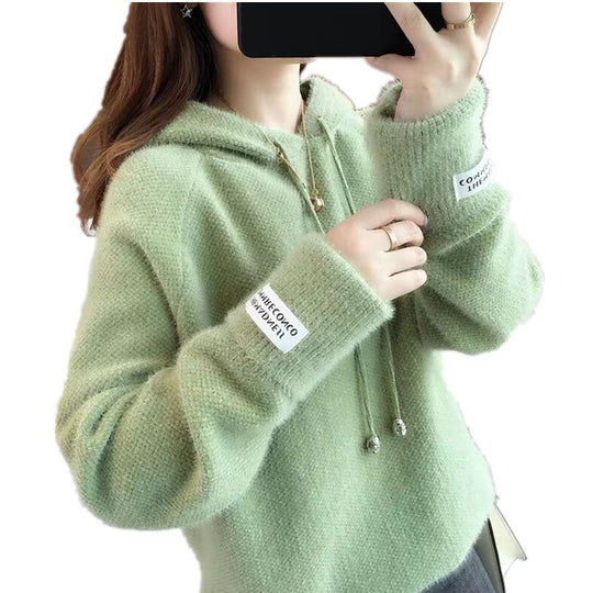 Damen Kuscheliger Hoodie mit Kordelzug und hohem Kragen EB
