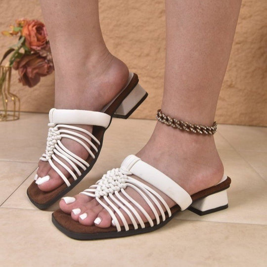 Damen elegante Riemchen-Sandalen mit kunstvollen Perlenapplikationen EB