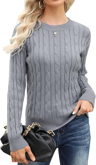 Damen klassischer Strickpullover mit Zopfdesign EB