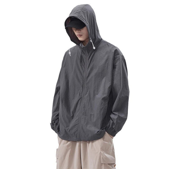 Herren leichte Windjacke mit praktischen Taschen und verstellbarem Kapuzen-Design EB