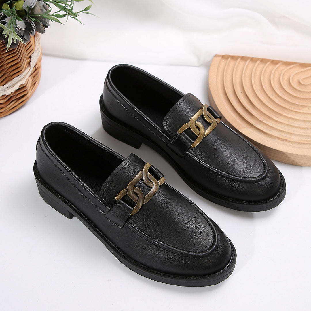 Damen elegante Mokassins mit modischem Kettendesign EB