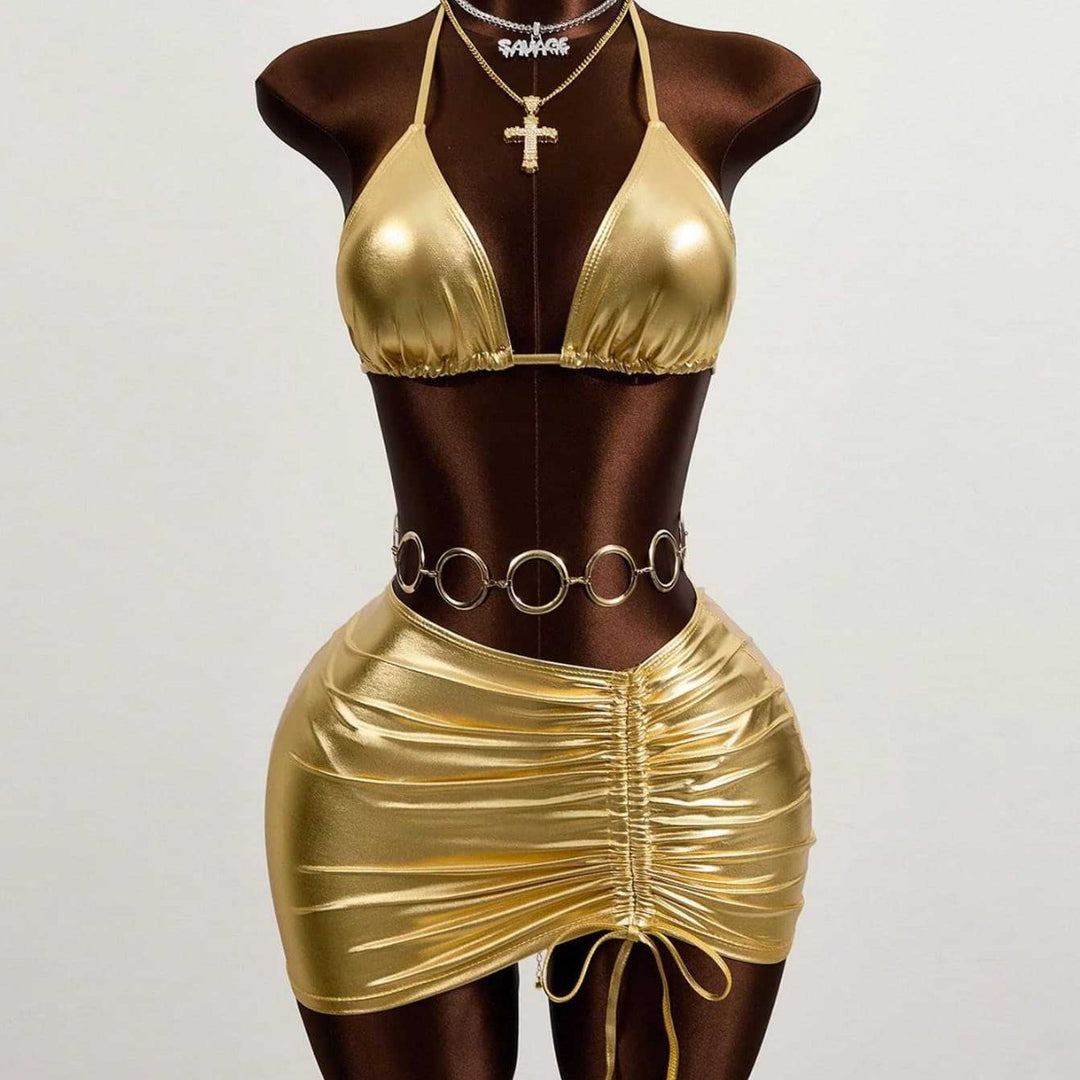 Damen Triangel-Bikini mit verstellbarem Rock EB
