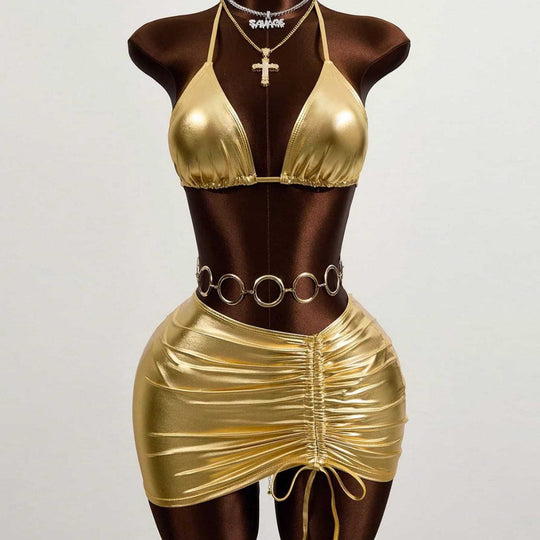 Damen Triangel-Bikini mit verstellbarem Rock EB