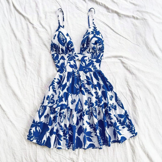 Damen Sommerkleid mit verspieltem Babydoll-Schnitt und floralem Design EB