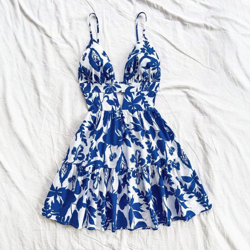 Damen Sommerkleid mit verspieltem Babydoll-Schnitt und floralem Design EB